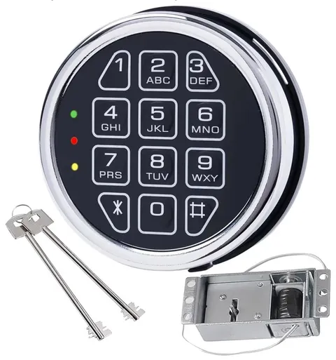 Gun Safe Lock Replacement Chrome Keypad Solenoid Safe Lock With 2 Master Keys