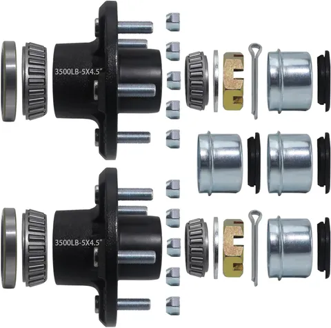 Sets 3500lb Trailer Hub Kit 5x4.5 5 Lug w/ L44649 L68149 Bearings