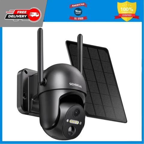 SEHMUA 2K Solar Wireless Security Camera Outdoor 360 View Battery WiFi Spotlight