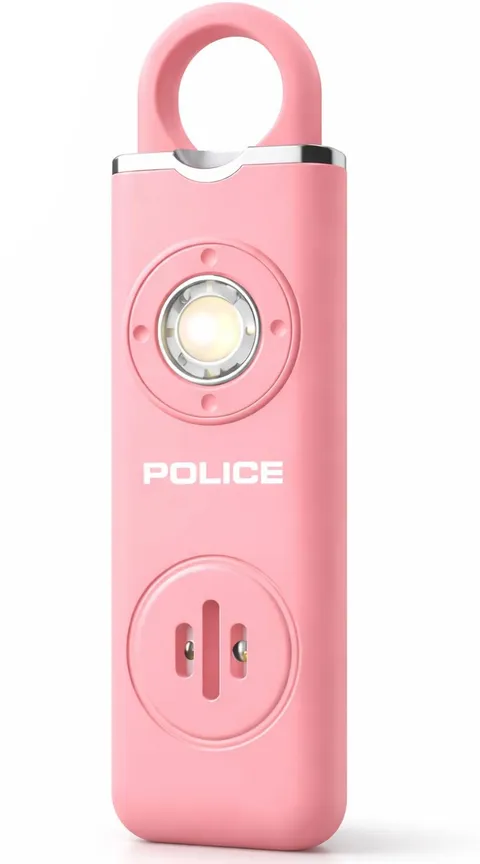 Police Personal Safety Alarm 130dB Rechargeable Emergency Self Mini, Pink 