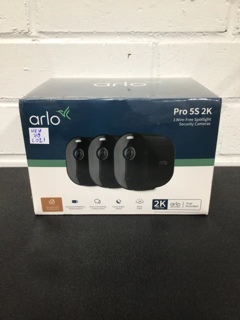 Arlo Pro 5S 2K Wireless 3 Camera Security Kit w/Dual Band WiFi 2 way Audio Black