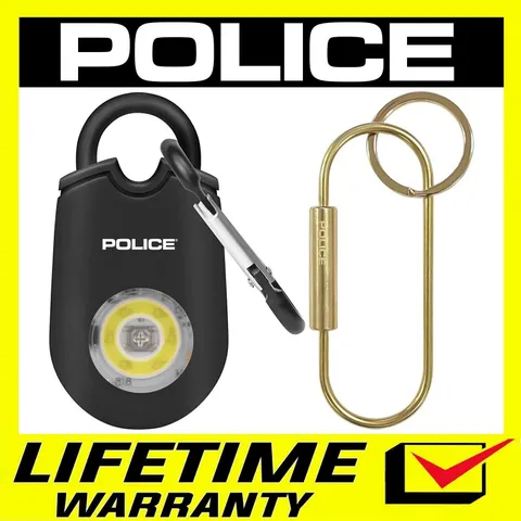 POLICE Personal Alarm Keychain Flashlight   Emergency Siren Safety Alarm Black