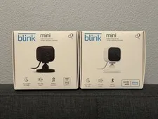 2 Pack Blink Mini Compact indoor plug-in smart security camera 1080p Black White