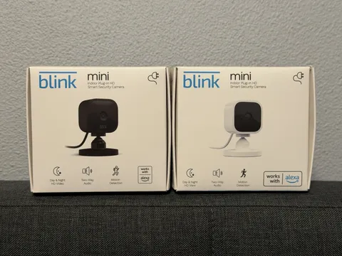 2 Pack Blink Mini Compact indoor plug-in smart security camera 1080p Black White