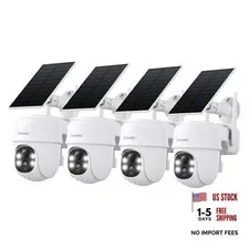 2K Outdoor Cameras for Home Security Solar Powered B6 WiFi Camera 4 Pack White