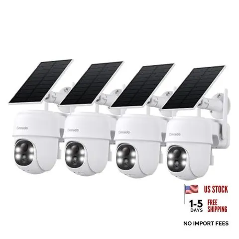 2K Outdoor Cameras for Home Security Solar Powered B6 WiFi Camera 4 Pack White