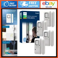 Wireless Window & Door Alarm System - 4 Pack, DIY Burglar Alert, Easy Install, H