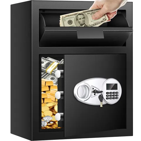 2.8 Cuft Depository Safe with Drop Slot, Anti-Theft Cash Drop Safe with Digit...