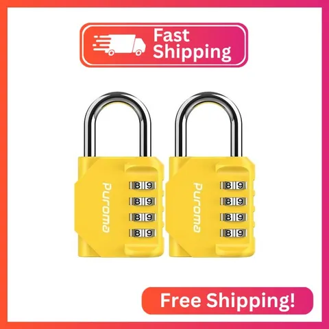 Puroma 2 Pack Combination Lock Locker 4 Digits Combo Padlock Gym Yellow