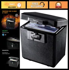 Fireproof Document Box with Key Lock - Secure Files & Documents, 0.61 Cu Ft, Hom