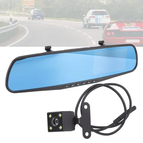 1 Rearview Mirror Dash Cam 1080P Full HD Auto Recording For Cars Black