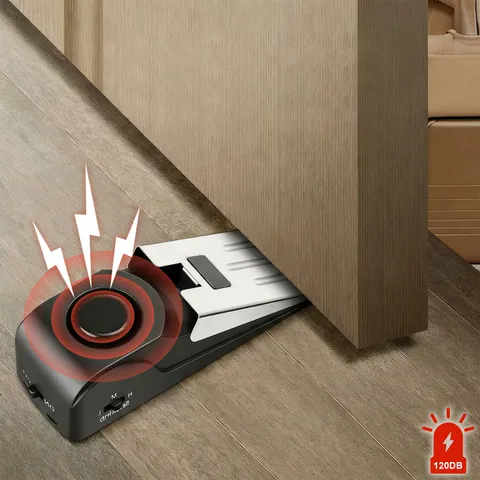 Wireless Door Stop Blocking Alarm Vibration Triggered Alert Security System