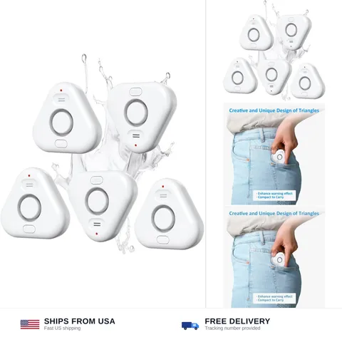 5 Pack Water Leak Detectors for Home, Stechro 4 Levels Adjustable Audio 0-120...