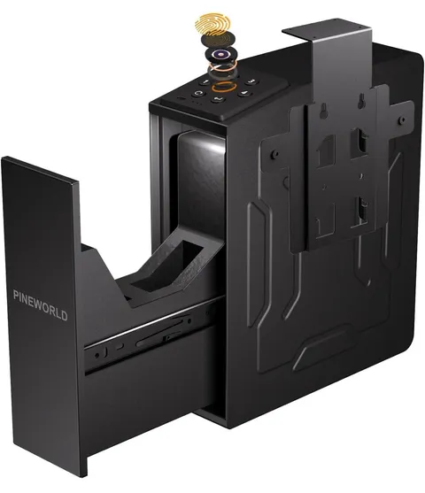 Slider Biometric Pistol Safe 3 Ways Quick Access with Fingerprint/Keypad/Key ...
