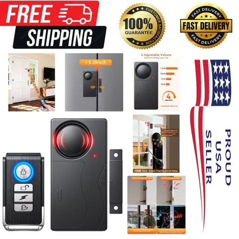 110dB Door Alarm with Remote, Wireless Anti-Theft When Opened, Door Bells Chi...