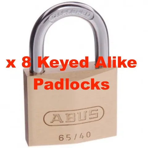 ABUS Keyed Alike Padlock Set  65/40 40mm - x 8 Abus Padlocks -FREE POST