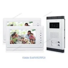 Wired 2 Apartment Video Door Phone 2-Way Intercom 7" Color Screen For 2 Families