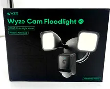 Wyze Wired 2K HD Night Vision Floodlight v2 Motion Activated LEDs,  Black