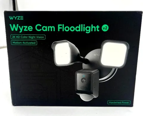 Wyze Wired 2K HD Night Vision Floodlight v2 Motion Activated LEDs,  Black