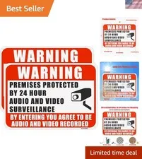 2PC Warning Premises Protected By 24 Hour Audio And Video Surveillance, 10 x ...