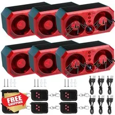 Qualirey 6 Pcs Solar Animal Deterrent Alarm 130db