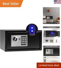 Compact Digital Security Safe with Sensor Light - 0.55 Cu Ft for Home or Office