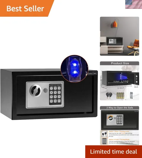 Compact Digital Security Safe with Sensor Light - 0.55 Cu Ft for Home or Office