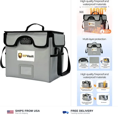 Fireproof Document Box with Lock - Estate Planning Organizer | Rated 1400°F -...