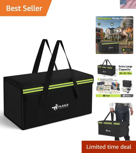 Large Fireproof Document Bags, 24x12x12” Waterproof Storage Firesafe Bag, Fir...
