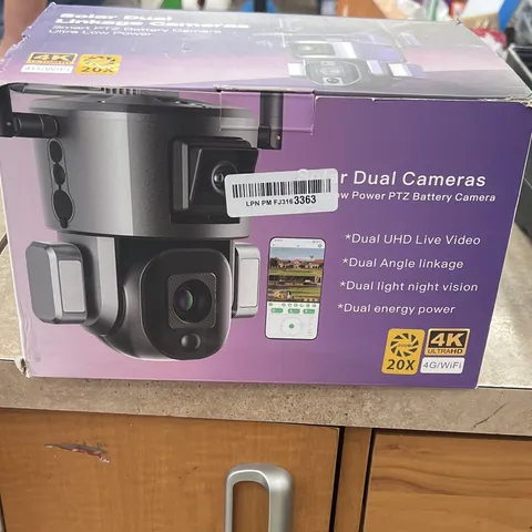 4K Wireless Wi-Fi PTZ Solar/Battery Dual Camera Night Vision Alexa Gray