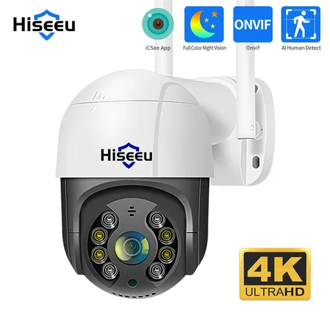 Hiseeu 4K 8MP PTZ WiFi Security Camera AI Human Detection 5X Zoom CCTV