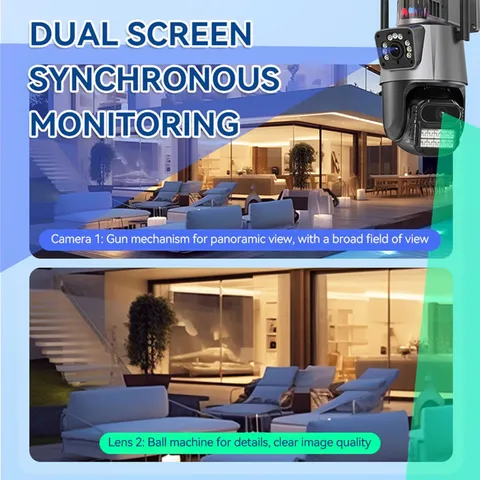 2MP+2MP Wireless Monitor Camera Dual Lens Wall Mount Smart WiFi Camera Colo HCQK