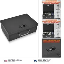 TOTOY Upgraded Large Capacity Portable Fireproof Document Box, 3-Digit Combin...