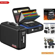 Creative Hard-Shell Fireproof Document Organizer with Zipper & Carry Handle
