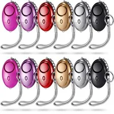 12-Piece Personal Alarm Set, LED Light Keychain Alarms in 6 Colors for Women ...