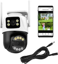 6MP Dual Lens Wireless Outdoor Security Camera, Wifi Home Survaillence Camera, P