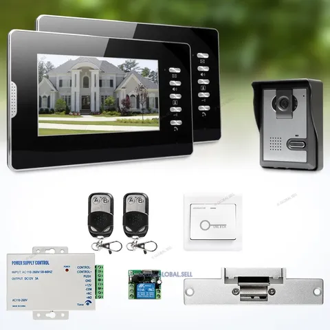 7" Wired Video Security Door Phone Electric Lock Supported for Home Security