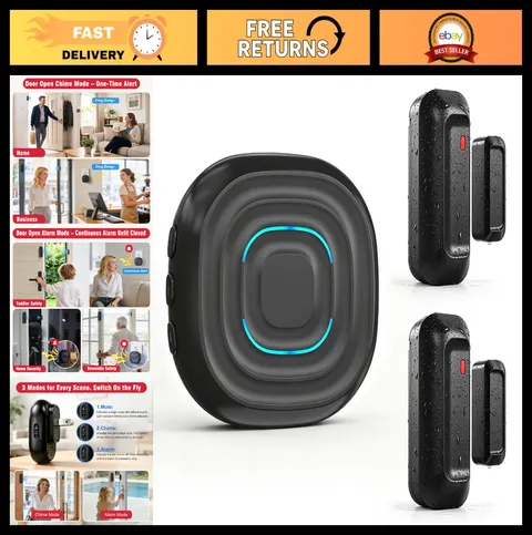 2-in-1 Door Chime Alarm, Waterproof Sensor, 800FT Range, 30 Melodies, 5 Volume L