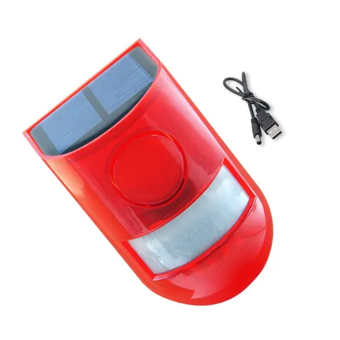 1 PC Waterproof Solar Motion Sensor Alarm 110db Siren Strobe Light Alarm Lamp