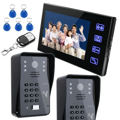 7 Inch Video Door Phone Intercom Doorbell With RFID Password IR-CUT Camera