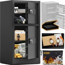 Extra Large 8.6 Cuft Dual Door Safe for Laptops, Files & Valuables - Fireproof
