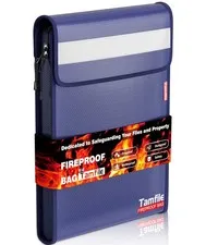 Blue 15x11 Inch Fireproof Waterproof Document Organizer Bag For A4 Letter
