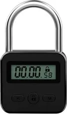 Metal Timer Lock Electronic Time Padlock with LCD Display USB Rechargeable Black