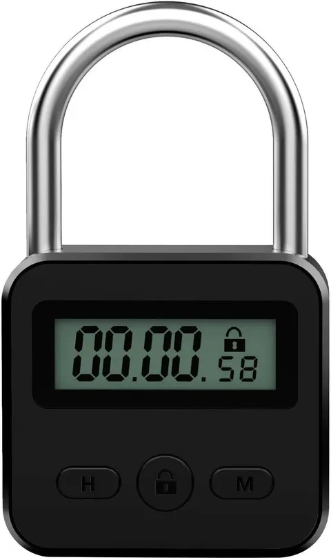 Metal Timer Lock Electronic Time Padlock with LCD Display USB Rechargeable Black