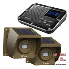 Solar Driveway Alarm Wireless Outside 1800ft Range, 1 receiver&2 sensors