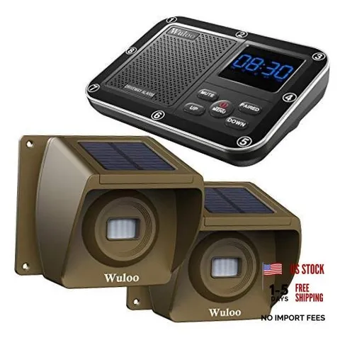 Solar Driveway Alarm Wireless Outside 1800ft Range, 1 receiver&2 sensors