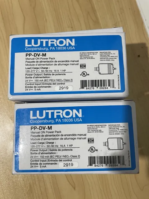 (2) Lutron PP-DV-M Manual On Power Pack 120-277 V 16 A , New In Box