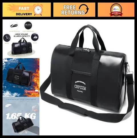 Fireproof Waterproof Duffel Bag for Document Storage, Security Lock, Travel Esse