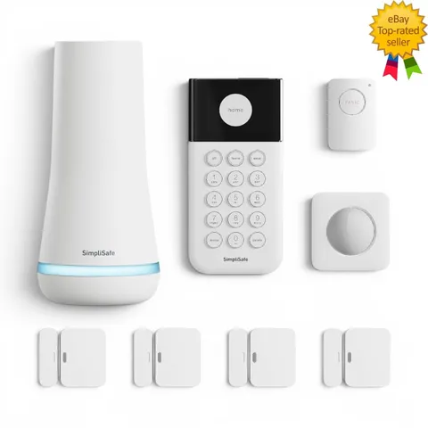 SimpliSafe 8-Piece Wireless Home Security System No Contract Alexa Google White