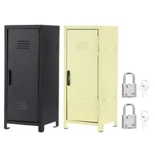 Mini Locker 4.3 x 10.8 Inch, 2 Pcs Small Locker with Lock Keys, Black/Yellow